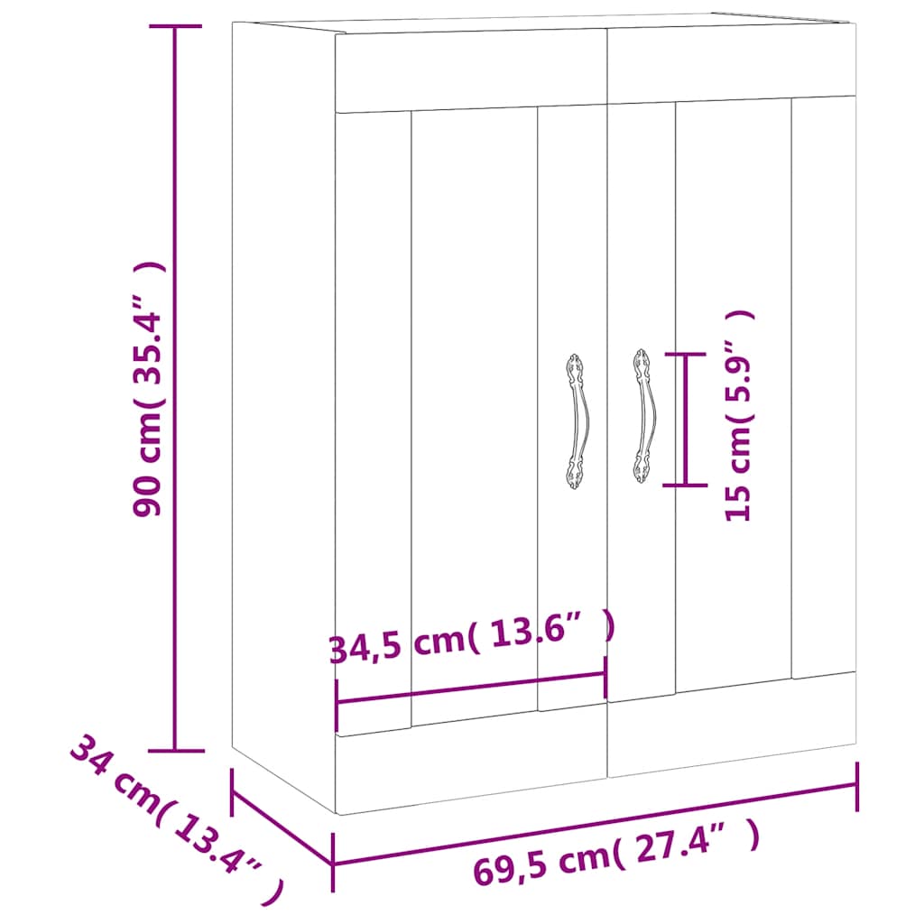 Stenska omarica betonsko siva 69,5x34x90 cm inženirski les - slika 13