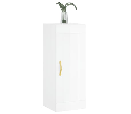 vidaXL Mobile Parete Bianco Lucido 34,5x34x90 cm in Legno Multistrato