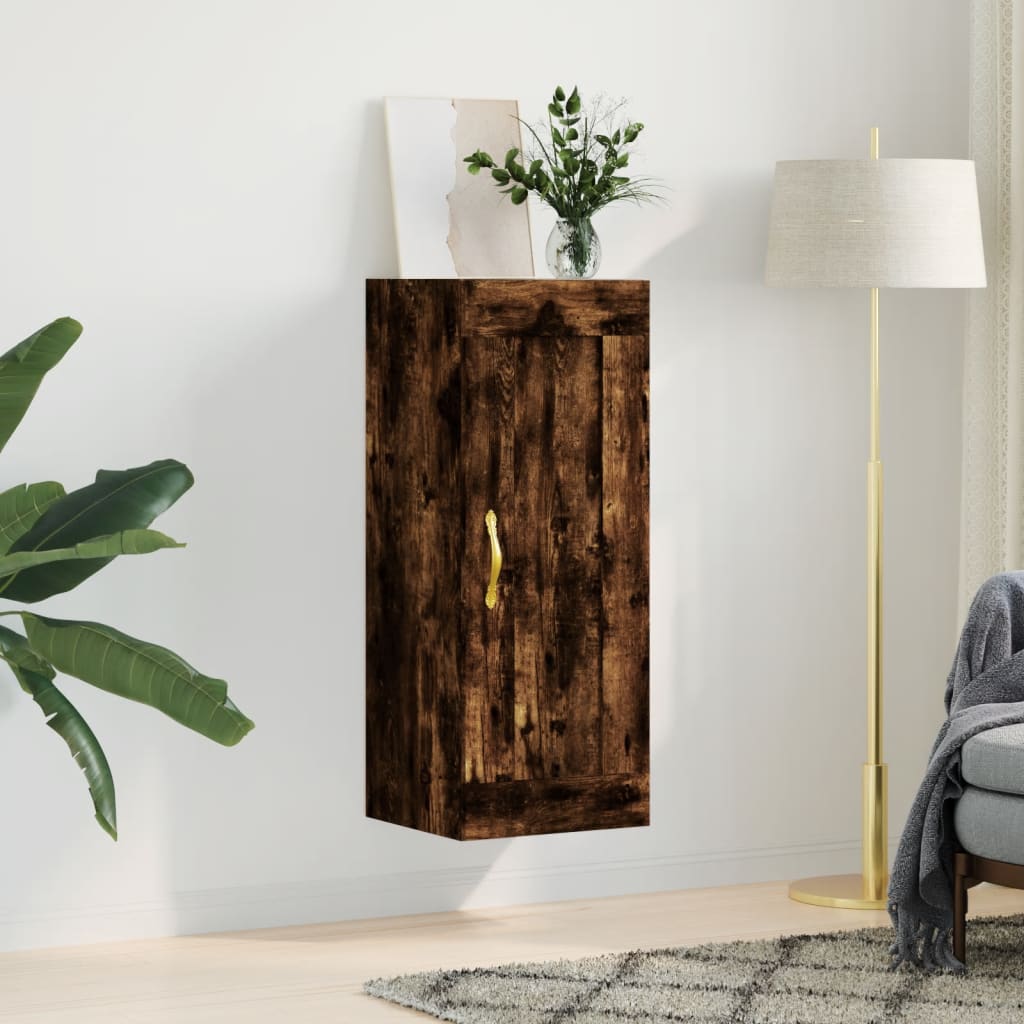 vidaXL Dulap de perete, stejar fumuriu, 34,5x34x90 cm, lemn prelucrat