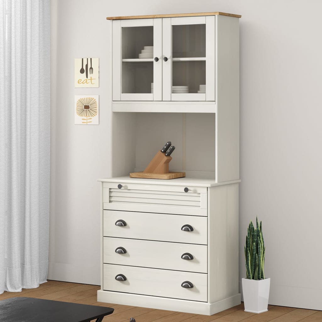 Highboard VIGO Weiß 80x40x176 cm Massivholz Kiefer