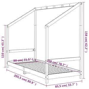 Dětská postel bílá 80 x 200 cm masivní borové dřevo - obrázek 9