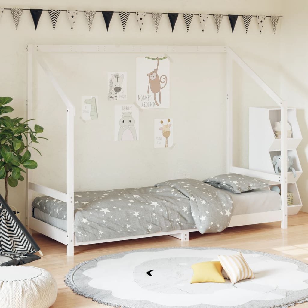 Kinderbett Weiß 80×200 cm Massivholz Kiefer