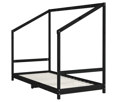 vidaXL Kinderbett Schwarz 90x200 cm Massivholz Kiefer