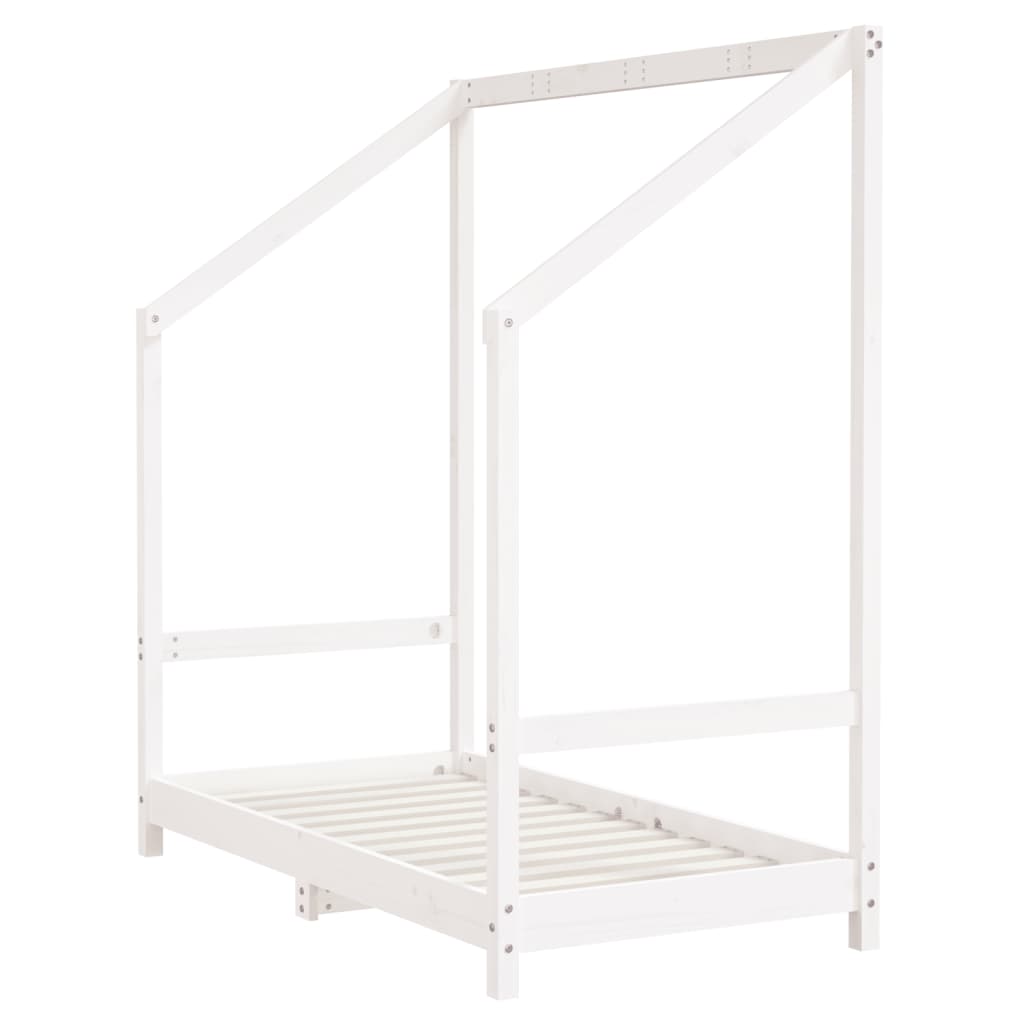 vidaXL Cadru de pat pentru copii, alb, 70x140 cm, lemn masiv de pin