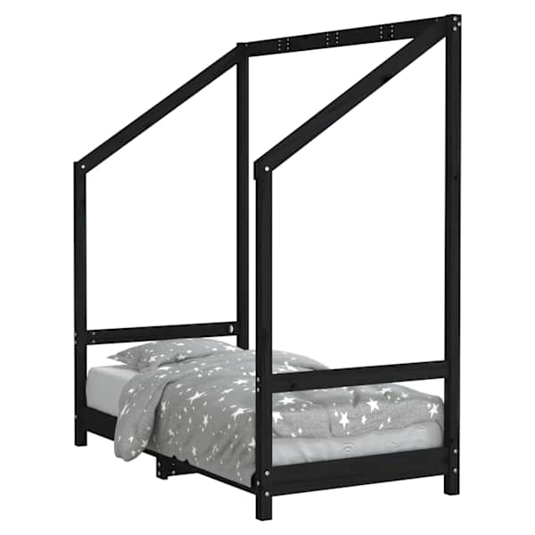 vidaXL lastevoodi raam, must, 70 x 140 cm, m&auml;nnipuit