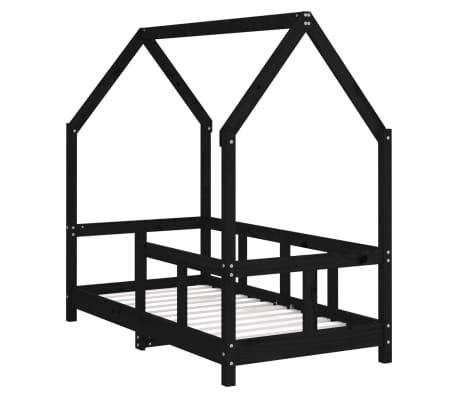 vidaXL Kinderbedframe 70x140 cm massief grenenhout zwart