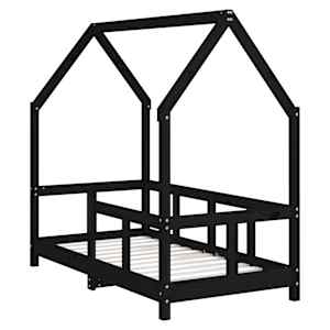 vidaXL Kinderbedframe 70x140 cm massief grenenhout zwart