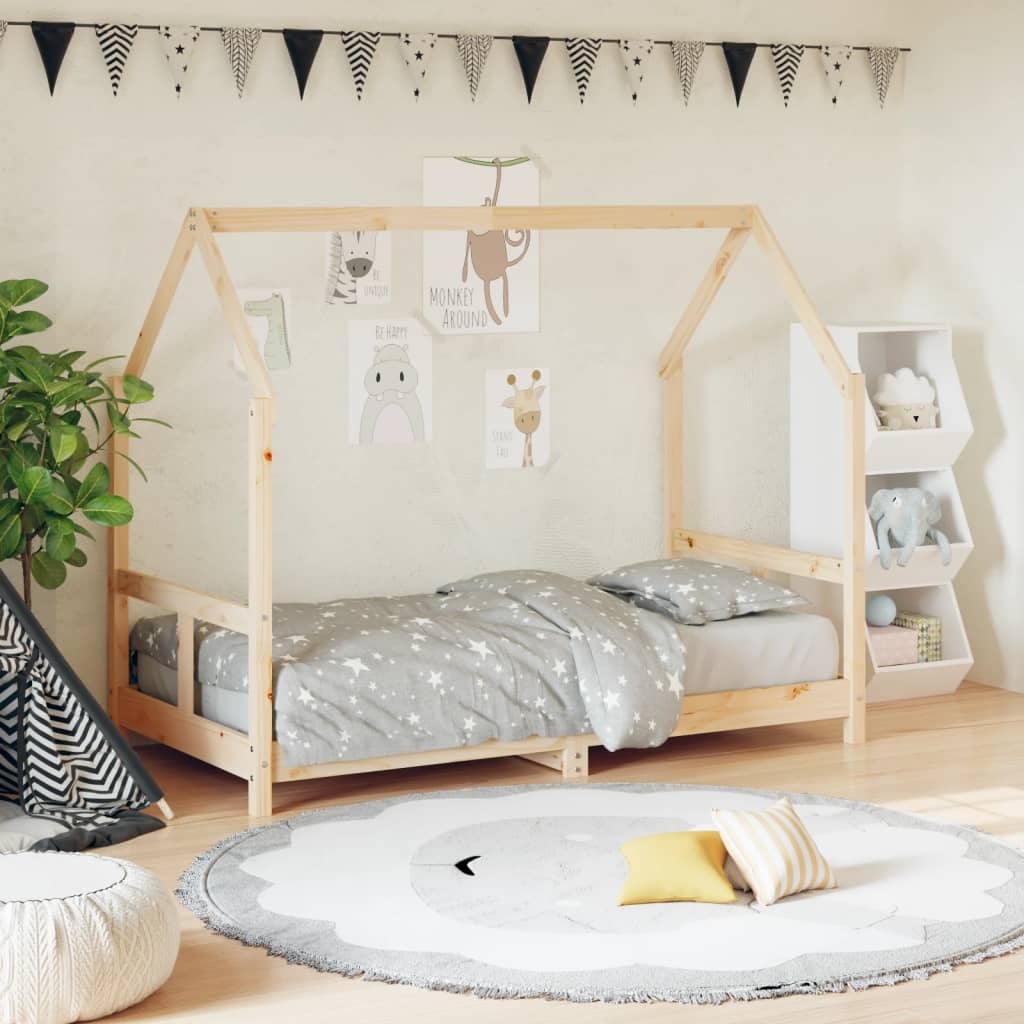 ML-Design Cama Infantil Blanca con Colchón De Espuma Fría 70x140 cm Techo  Somier Estructura Listones De Madera Maciza De Pino para Niñas Y Niños  Forma De Casa Cuna Juvenil Estable Juego 