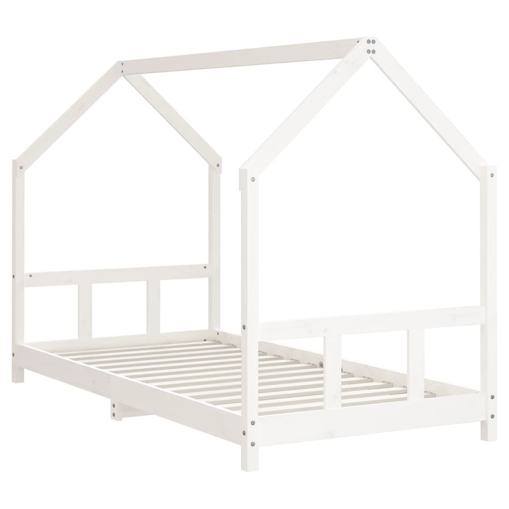 vidaXL Cadru de pat pentru copii, alb, 90x190 cm, lemn masiv de pin