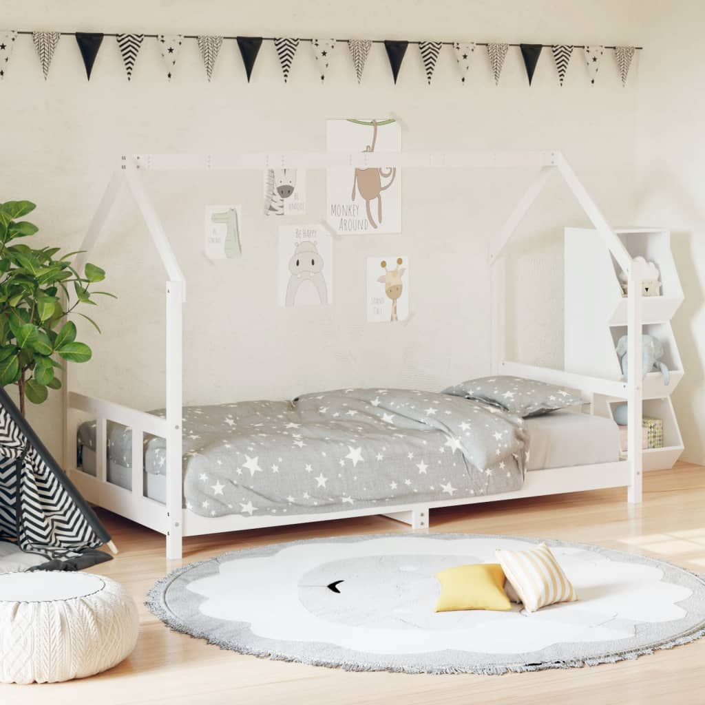 Kinderbett Weiß 90×190 cm Massivholz Kiefer