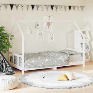 Otroški posteljni okvir bel 90x190 cm trdna borovina