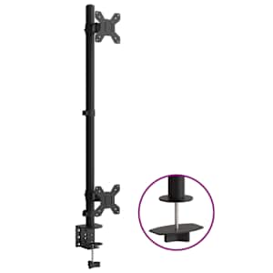 vidaXL kahe monitori alus, must, teras VESA 75/100 mm