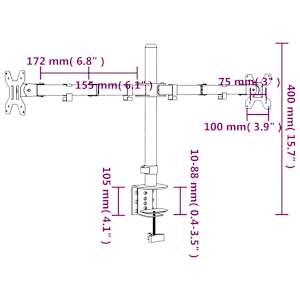 Držák na dva monitory černý ocel VESA 75/100 mm - obrázek 12