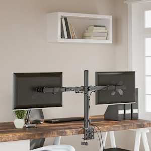 Držák na dva monitory černý ocel VESA 75/100 mm - obrázek 4