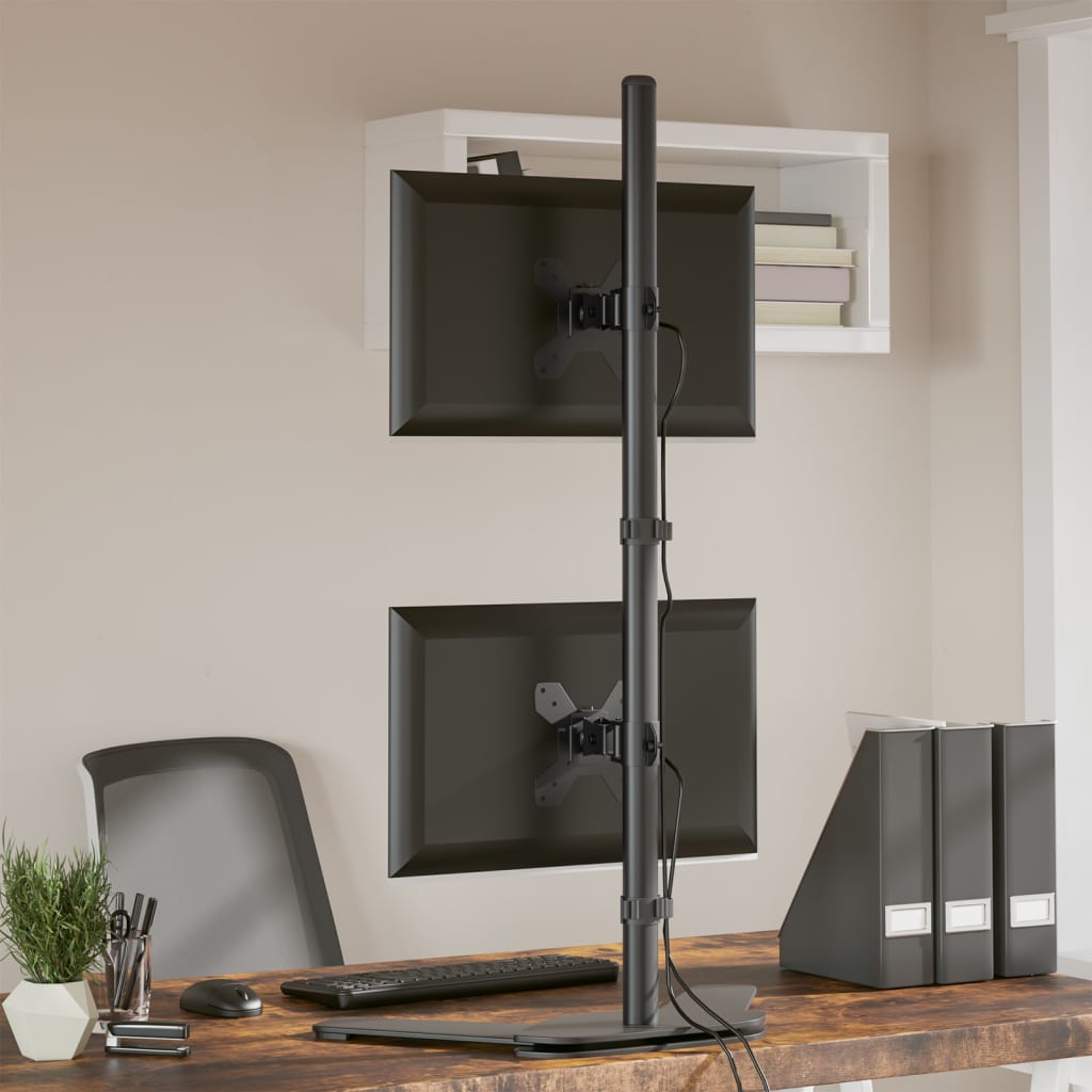 vidaXL Suport de perete pentru monitor dublu VESA 75/100 mm negru oțel