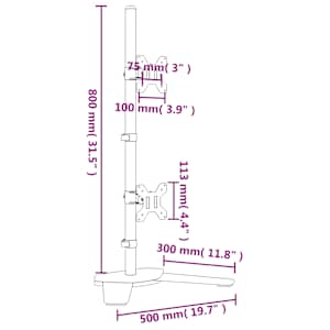 Držák na dva monitory černý ocel VESA 75/100 mm - obrázek 9