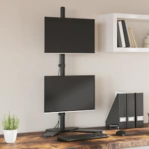 Držák na dva monitory černý ocel VESA 75/100 mm - obrázek 1