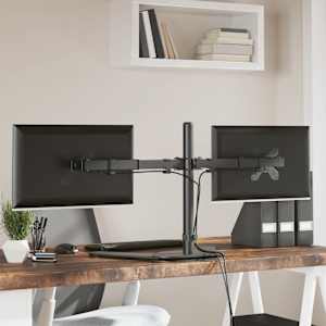 Držák na dva monitory černý ocel VESA 75/100 mm - obrázek 3