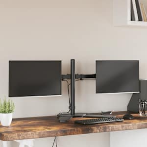 vidaXL kahe monitori alus, must, teras VESA 75/100 mm