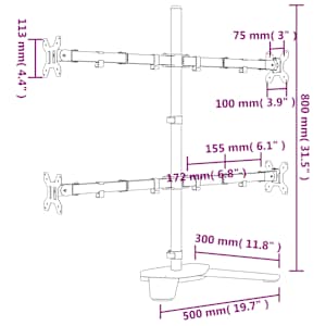 Držák na monitor černý ocel VESA 75/100 mm - obrázek 11