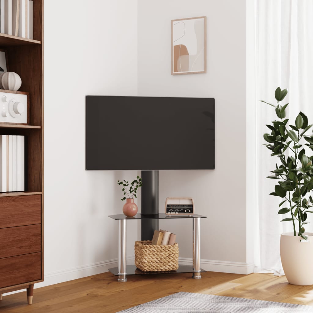 Photos - Mount/Stand VidaXL Corner TV Stand 2-Tiers for 32-70 Inch Black and Silver 