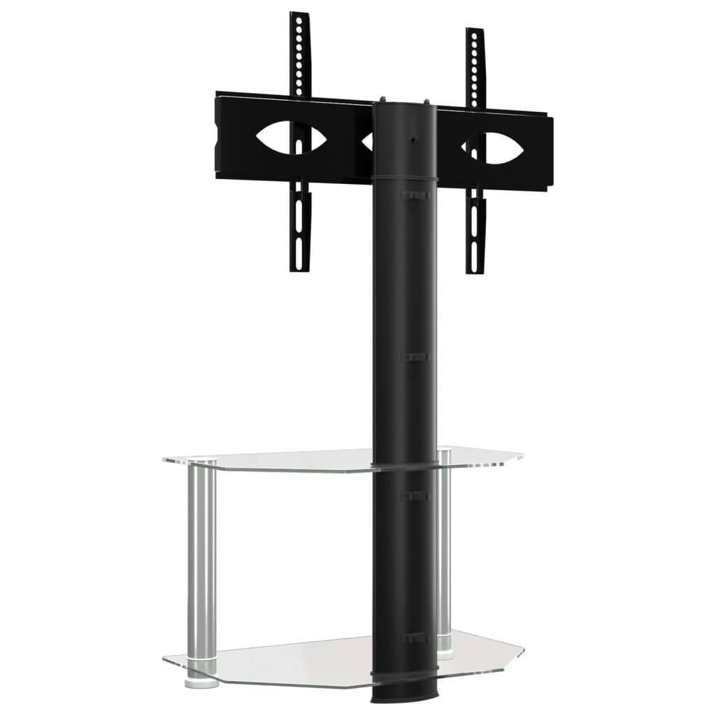 vidaXL Tv-standaard hoek 2-laags voor 32-70 inch zwart en zilverkleur afbeelding