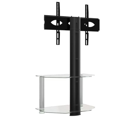 vidaXL Corner TV Stand 2-Tiers for 32-70 Inch Black and Silver