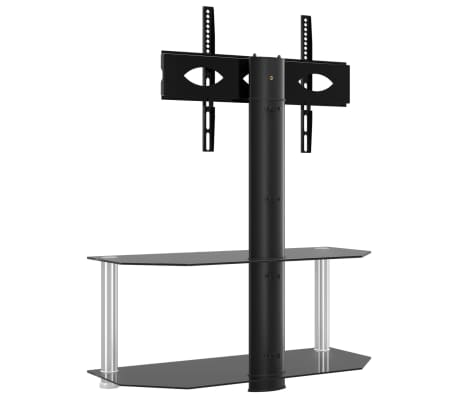 vidaXL Tv-bänk hörn 2 hyllor för 32-70 tum svart och silver