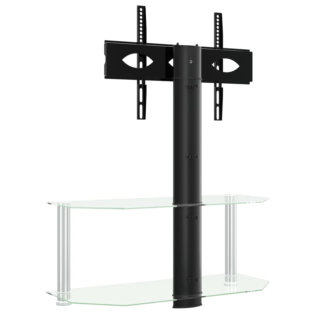 vidaXL Tv-standaard hoek 2-laags voor 32-70 inch zwart en zilverkleur afbeelding