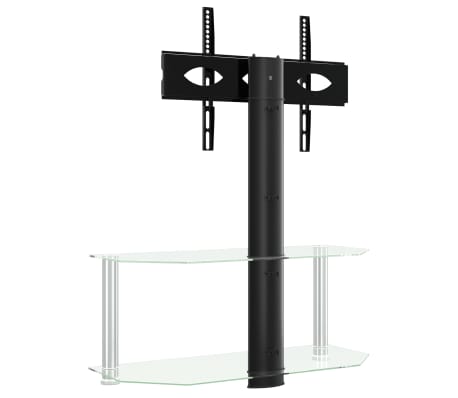 vidaXL Corner TV Stand 2-Tiers for 32-70 Inch Black and Silver