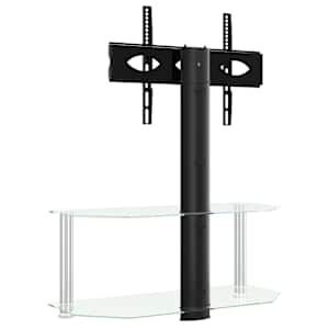 vidaXL Corner TV Stand 2-Tiers for 32-70 Inch Black and Silver