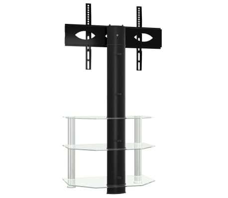 vidaXL Corner TV Stand 3-Tiers for 32-70 Inch Black and Silver
