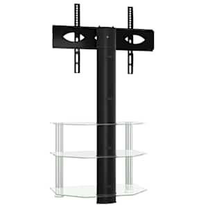 vidaXL Corner TV Stand 3-Tiers for 32-70 Inch Black and Silver