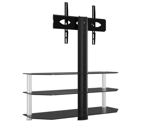 vidaXL Corner TV Stand 3-Tiers for 32-70 Inch Black and Silver