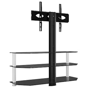 vidaXL Corner TV Stand 3-Tiers for 32-70 Inch Black and Silver
