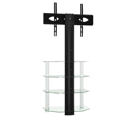 vidaXL Meuble TV d'angle 4 niveaux pour 32-70 pouces noir et argent&eacute;