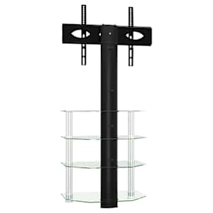 vidaXL Meuble TV d'angle 4 niveaux pour 32-70 pouces noir et argent&eacute;