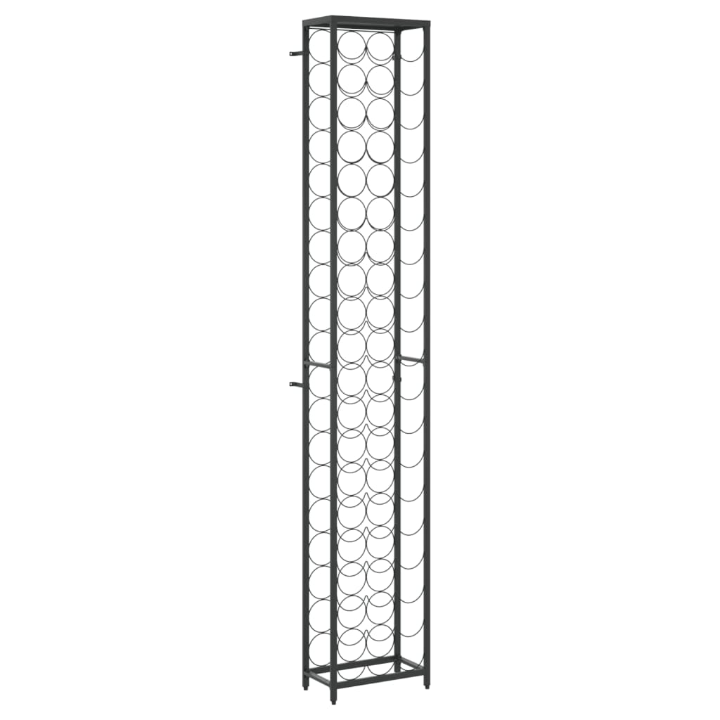 vidaXL Stojan na víno na 57 lahví černý 34 x 18 x 200 cm tepané železo