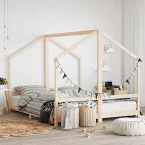 Otroški posteljni okvir 2x(80x200) cm trdna borovina