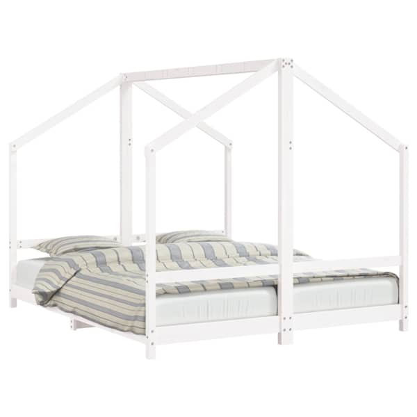 vidaXL lastevoodi raam, valge, 2 x (80 x 200) cm, m&auml;nnipuit