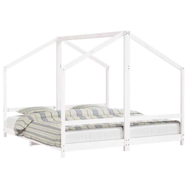 vidaXL lastevoodi raam, valge, 2 x (90 x 200) cm, m&auml;nnipuit