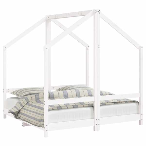 vidaXL lastevoodi raam, valge, 2 x (70 x 140) cm, m&auml;nnipuit