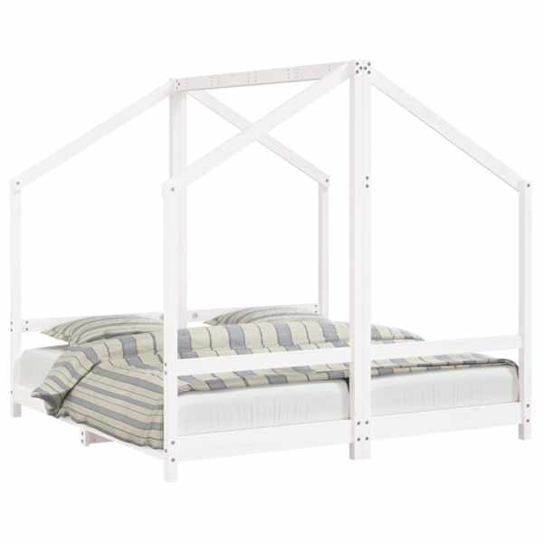 vidaXL lastevoodi raam, valge, 2 x (80x160) cm, m&auml;nnipuit