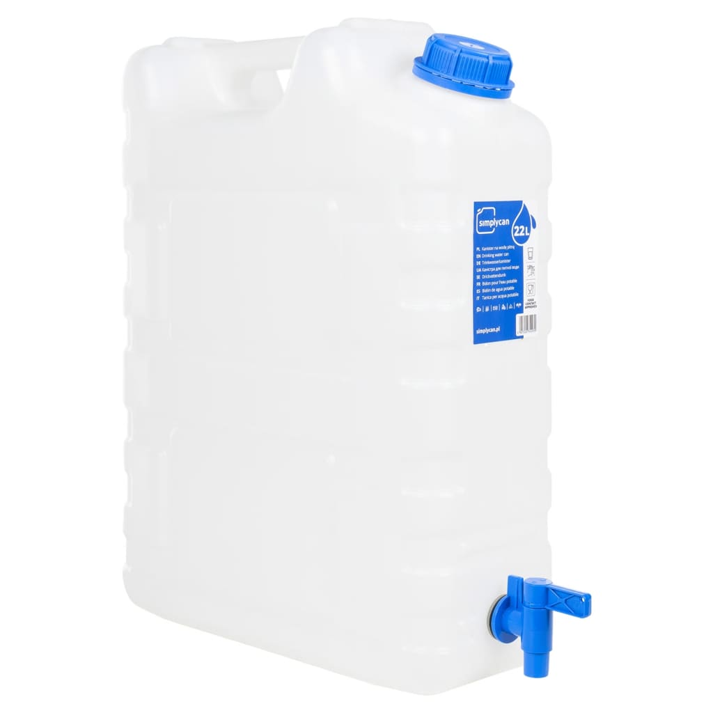 vidaXL Recipient de apă cu robinet, transparent, 22 L, plastic