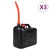 vidaXL k&uuml;tusekanister painduva tilaga 3 tk, must, 20 l, plast