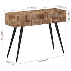 Konzolový stolek 110 x 34 x 80 cm masivní recyklovaný teak - obrázek 7