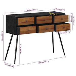Konzolový stůl se zásuvkami 116 x 30 x 76 cm recyklovaný teak - obrázek 10