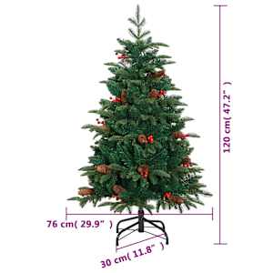 Umělý sklápěcí vánoční stromek s šiškami a bobulemi 120 cm - obrázek 9