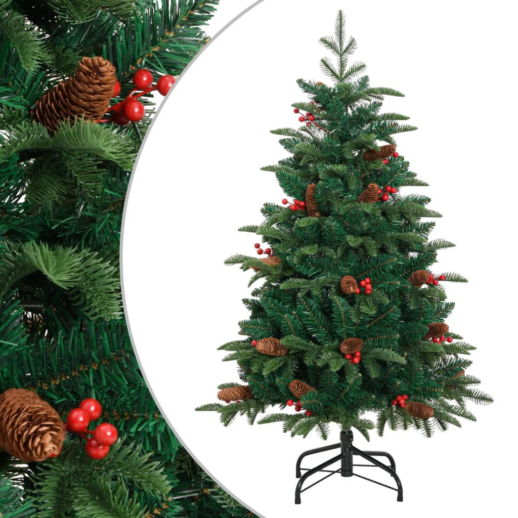 Image of vidaXL Artificial Hinged Christmas Tree with Cones and Berries 150 cm