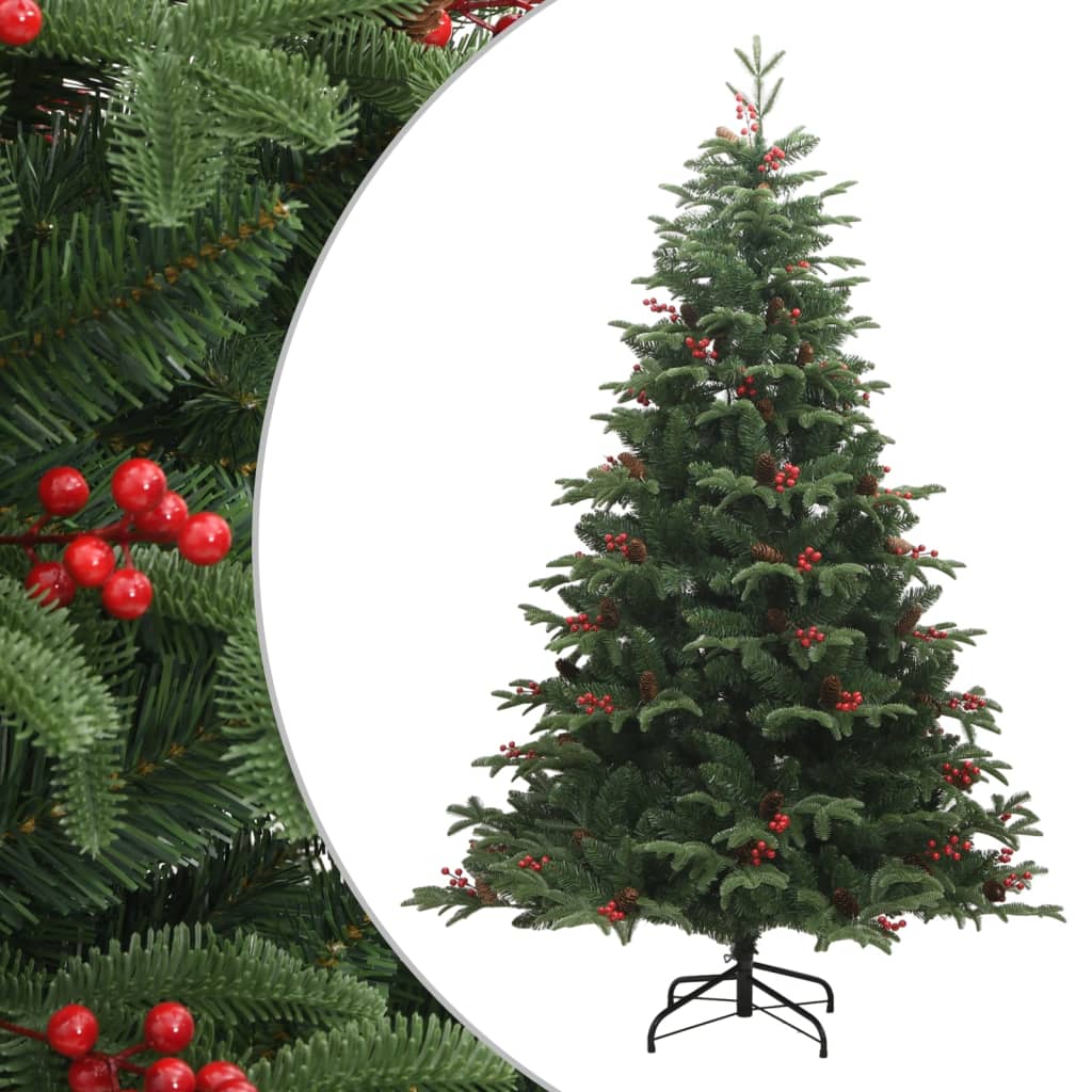 Image of vidaXL Artificial Hinged Christmas Tree with Cones and Berries 180 cm